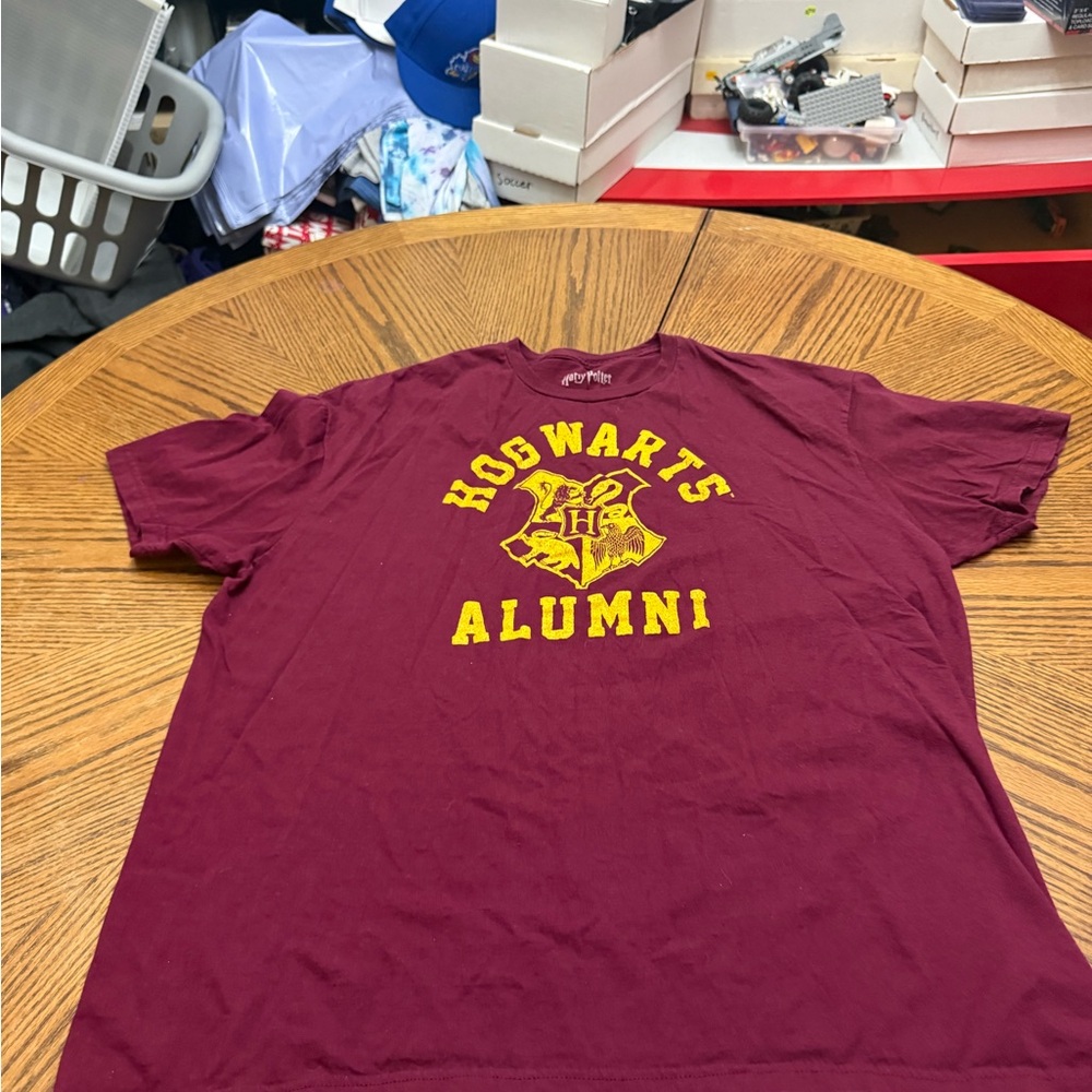 Warner Bros. Hogwarts Alumni Maroon and Yellow Graphic Tee